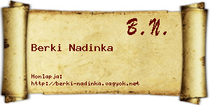 Berki Nadinka névjegykártya